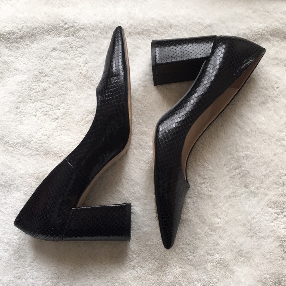 Zara basic black python block heels